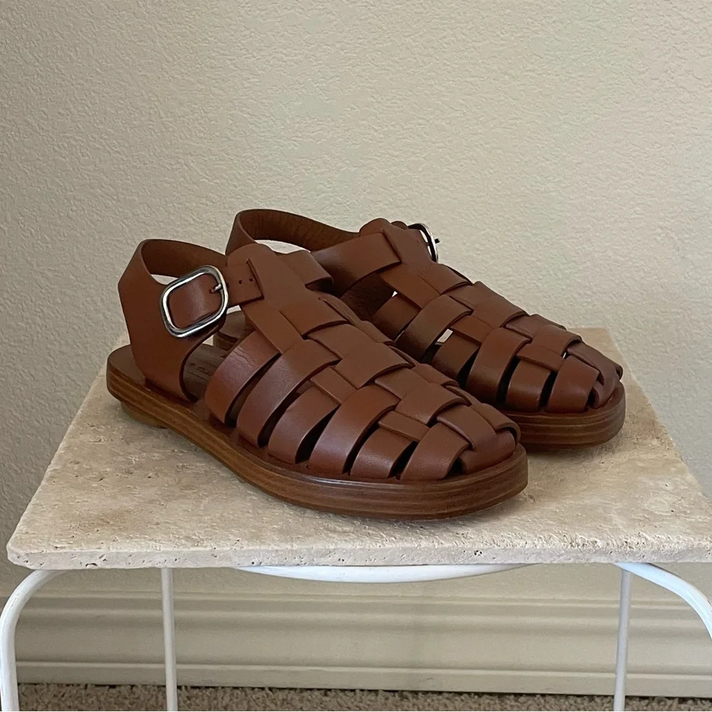 NWT RACHEL COMEY Leather Fisherman Sandals in Brown - Picture 3 of 5